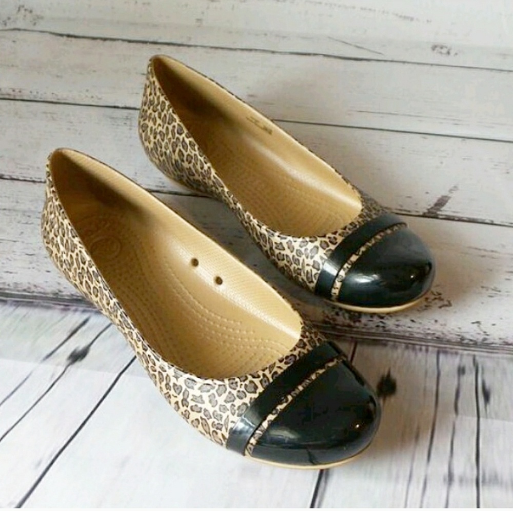 Crocs Cheetah Cap Toe Slip On Shoes Women's 11